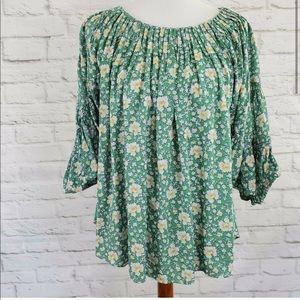 Sundance Floral Smock Top Balloon Sleeves Boho XS